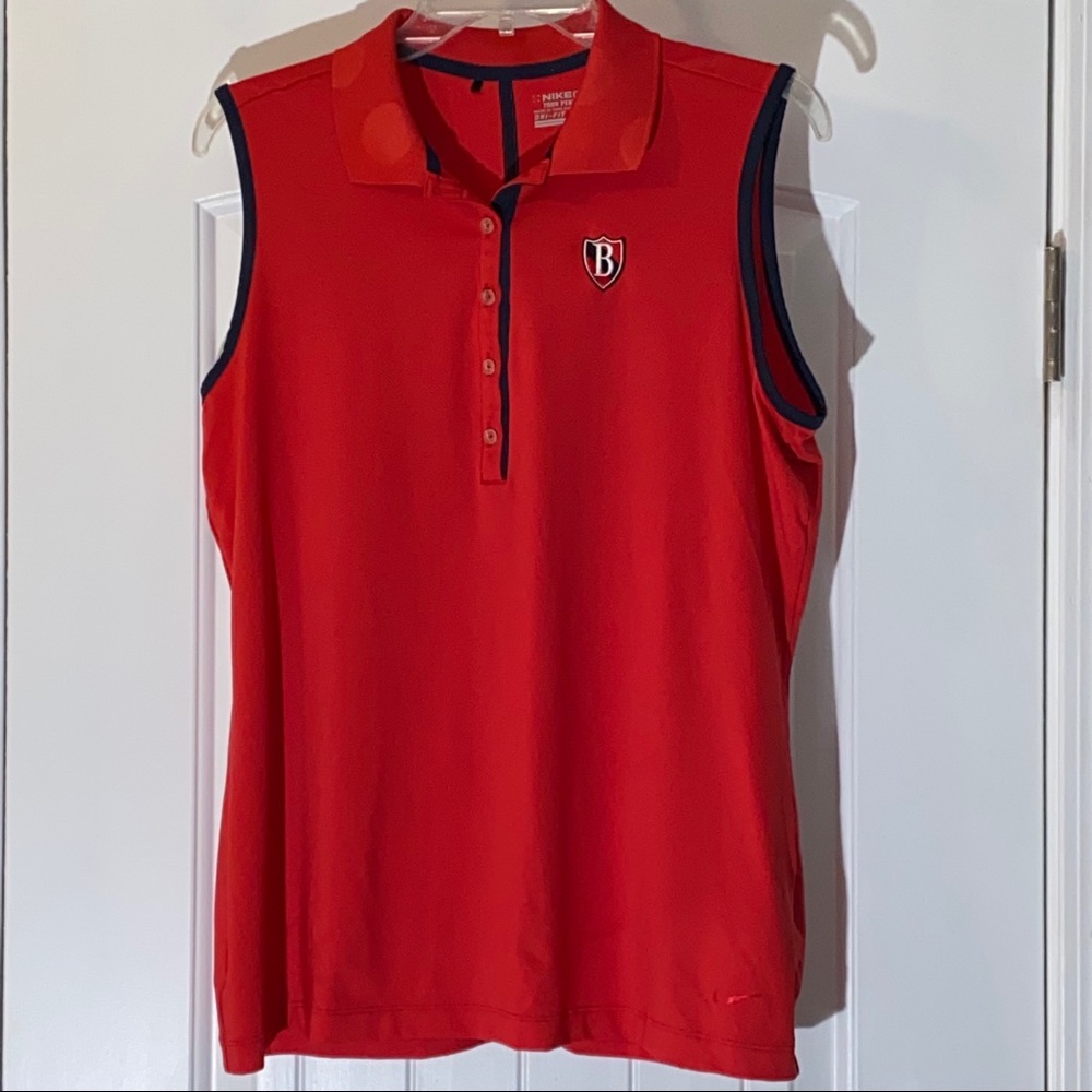 Womens Nike Golf Red Sleeveless Dri-Fit Shirt